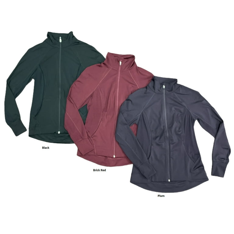 Tangerine Women's Active Rib Trim Zip Up Light Jacket With