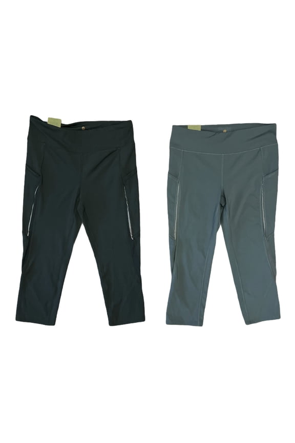 Women's High Rise Active Capri Leggings w/ Mesh Panel (Grey, S)