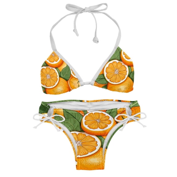 Tangerine Women's Swimsuit Bikini Set, Detachable Sponge, Adjustable Strap, Two-Pack, Beach & Pool Ready