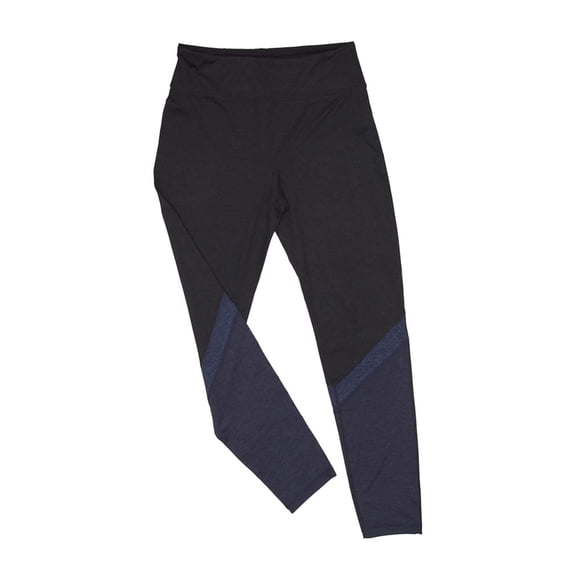 Tangerine Womens Size Large Color Block Ankle Length Leggings, Black Heather/Navy Heather