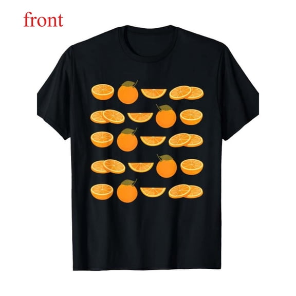 Tangerines Costume，Love Mandarin Orange Citrus Fruits Graphic Tee,Pattern printing， Crew Neck T-Shirt Tops，Fashion，cotton，black，S-5XL
