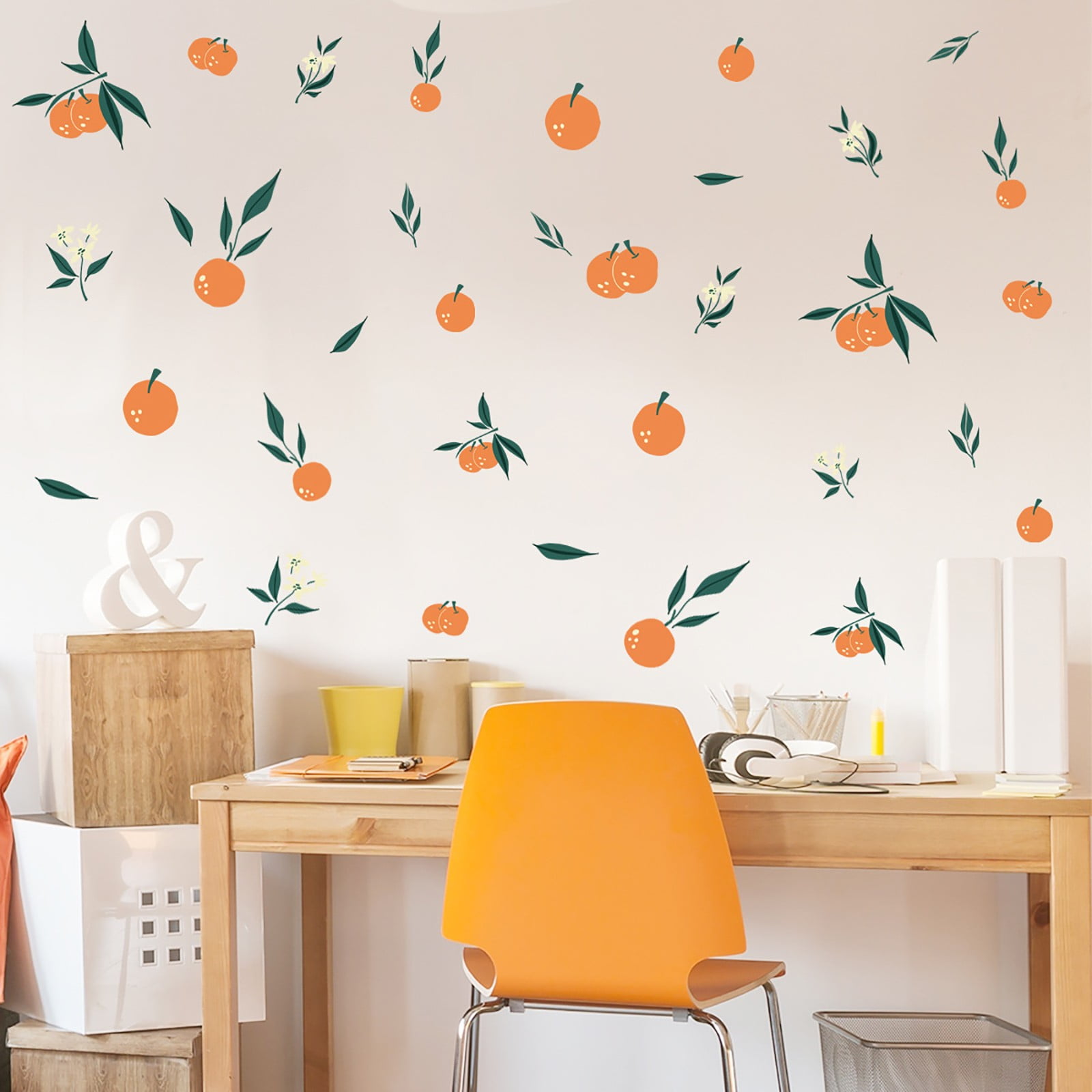 Tangerines Green Leaves Wall Decals Wall Stickers Fruit Orange Wall