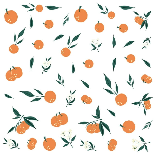 Tangerines Green Leaves Wall Decals Wall Stickers Fruit Orange Wall