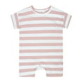 thumbnail image 1 of Tanghaowl Baby Bodysuit Summer Outfit Short Sleeve Striped Romper For Boys And Girls Thin & Comfortable For 100 Days Crawling Outfit Baby Boys Clothes 12-18 Months, 1 of 8