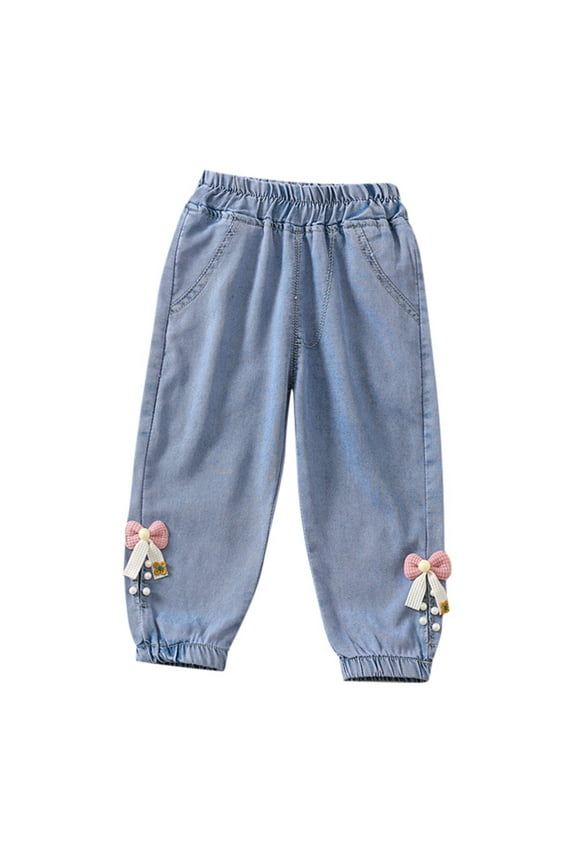 Baby Girls Denim Jeans Toddler Kid Pants Jeans Soft Elastic Waist Denim Pants Girls Clothes Bundles
