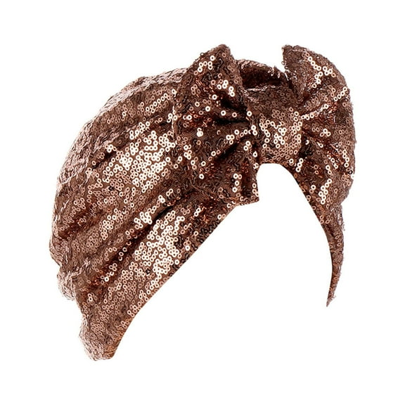 Tanghaowl Baseball Cap Women Women Turban Hatbow Sequins Hair Bonnet Head Scarf Wrap Cover Baseball Game Outfit