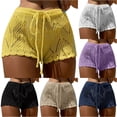thumbnail image 1 of Tanghaowl Bikini Cover Up, Women Knitted Blouse Swimsuit Cover Ups Super Shorts Beach Tunic Bikini Top Wrap Skirt Coverup Yellow L, 1 of 5