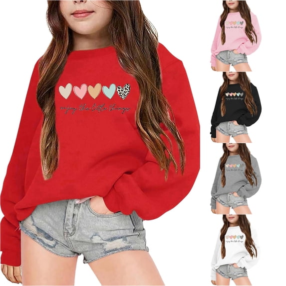 Tanghaowl Boys Sweatshirts Kid Girls Autumn Winter Letter Printed Round Neck Long Sleeved Sweatshirt with Soft Warm Material Red 3-4 Years