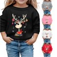 thumbnail image 1 of Tanghaowl Boys Sweatshirts Print Girls Long Sleeve Crewneck Sweatshirt Casual Pullover Top for Holiday Season Christmas Theme Black 6-7 Years, 1 of 4