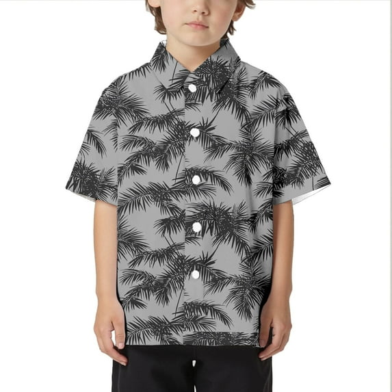 Tanghaowl Boys T Shirt Children Beach Leisure Loose Comfortable Trendy Foreign Trade Comfortable Boys Collar Button Open Shirt Short Sleeve Shirt Athletic Apparel