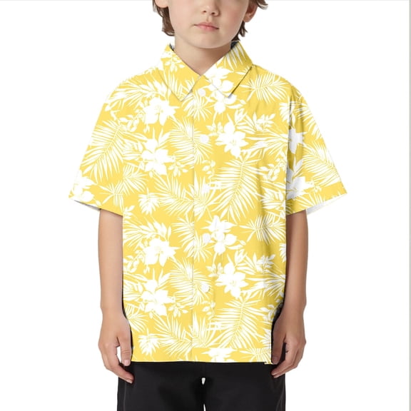 Tanghaowl Boys T Shirt Children Beach Leisure Loose Comfortable Trendy Foreign Trade Comfortable Boys Collar Button Open Shirt Short Sleeve Shirt Toddler Top