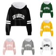 thumbnail image 1 of Tanghaowl Childrens Hoodies Girls Sweatshirt Girls Kids Casual Loose Active Full Sleeves Hoodies Sweatshirts Hooded Short Pullover Letter Print Black 6-7 Years, 1 of 4