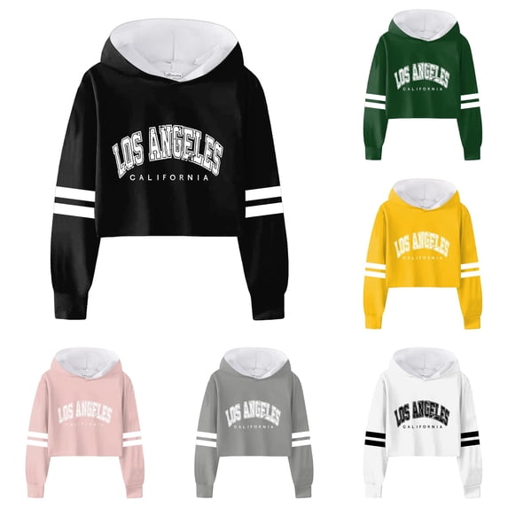 Tanghaowl Childrens Hoodies Girls Sweatshirt Girls Kids Casual Loose Active Full Sleeves Hoodies Sweatshirts Hooded Short Pullover Letter Print Black 6-7 Years