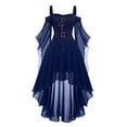 thumbnail image 1 of Tanghaowl Dresses For Women Plus Size Fashion Gothic Style Vintage Midi Dress Croset Long Flare Sleeve Irregular Length Dress Short Sleeve Chiffon Dress Size Gothic Clothing 3x, 1 of 5
