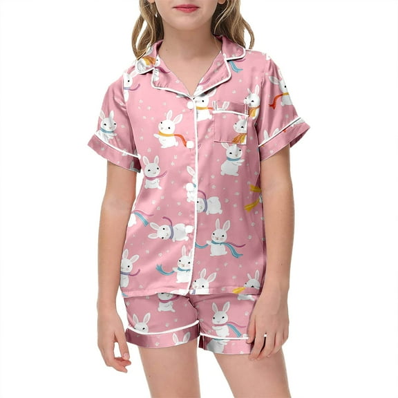 Tanghaowl Easter Pjs for Kids Children Easter Casual Comfortable And Stylish Short Sleeved Sleepwear Set Girls Size 14 Pajamas