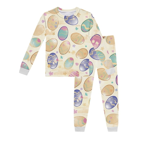 Tanghaowl Easter Pjs for Kids Children's Long Sleeve Easter Printed Pajama Set With Top And Pants Loungewear for Teen Girls Sweatpants