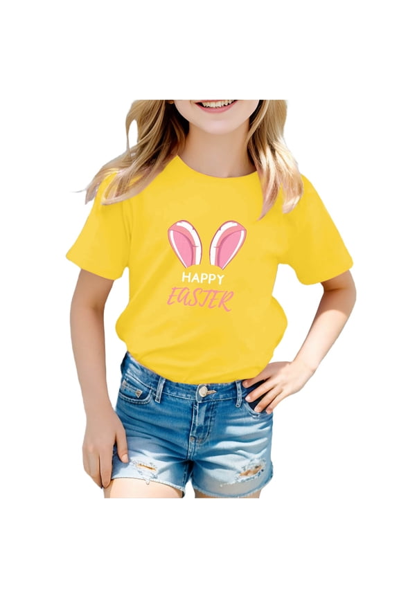 Easter Shirts for Boys Girls Easter Children's Cute Rabbit Easter Egg Casual T Shirt Plain Tops