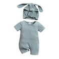 thumbnail image 1 of Tanghaowl My First Easter Baby Boys Girls Outfit Toddler Girls Boy Long Sleeve Suspenders Solid Rabbit Ear Hat Romper Jumpsuit Clothes Baby Girl Dresses 9-12 Months, 1 of 7