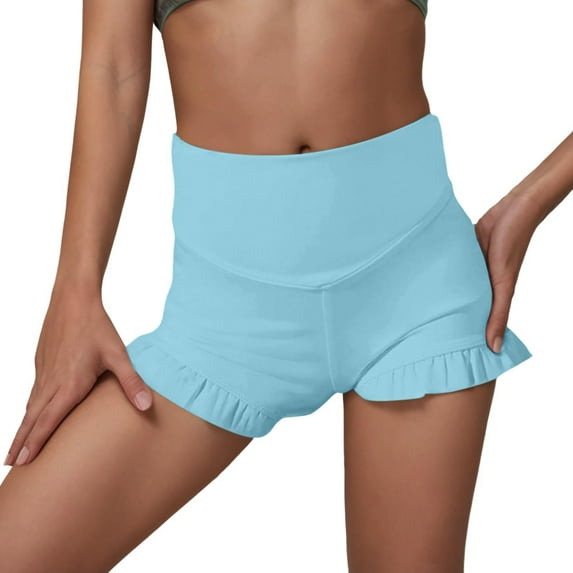 Tanghaowl Girls Athletic Ruffle Shorts High Waisted Yoga Dance Shorts Comfy Workout Gymnastics Shorts Girls Playground Shorts