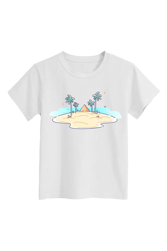 Girls Shirts Boys Girls' Island Print Casual T Shirt Fashion Kids' Comfort Fit Top For Beach & Daily Wear Toddler Girls