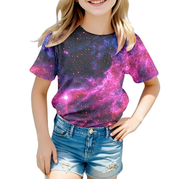 Tanghaowl Girls Shirts,Kids Tshirt Girls' Basic Short Sleeve Shirts Athletic Oversized Crop Tops Sports Activewear for Kids Teens Girls Summer Clothes