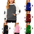 thumbnail image 1 of Tanghaowl Kids Hoodies Child Boys Girls Christmas Long Sleeve Patchwork Hooded Pullover Tops Keep Warm Sweatshirts Clothes Grey 13-14 Years, 1 of 7