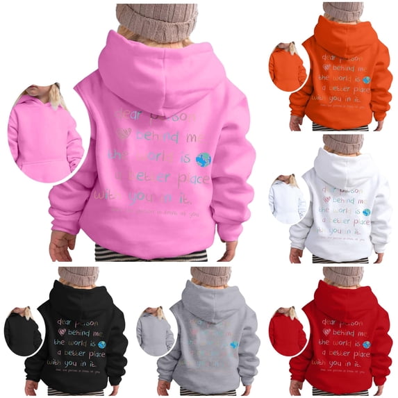 Tanghaowl Kids Hoodies Girl Hoodie Long Sleeve Soft Sweatshirt Graphic Hoody Kids Cute Pullovers Top Clothes for Girls with Cute Print Pink 12-13 Years