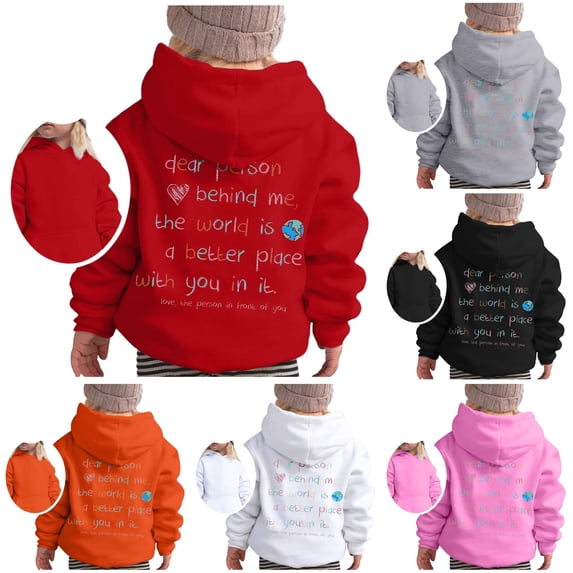 Tanghaowl Kids Hoodies Girl Hoodie Long Sleeve Soft Sweatshirt Graphic Hoody Kids Cute Pullovers Top Clothes for Girls with Cute Print Red 7-8 Years
