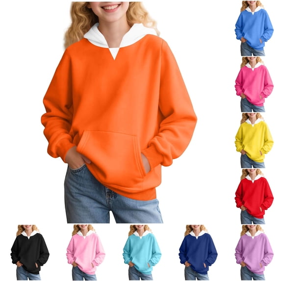 Tanghaowl Kids Hoodies Girls Hoodies Sweatshirts Long Sleeve Casual Pullover Soft Comfortable Kids Sweatshirt for Spring Fall Seasons Orange 2-3 Years