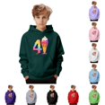 thumbnail image 1 of Tanghaowl Kids Sweatshirts Boys Girls Graphic Print Hooded Sweatshirt Kids Pullover Casual Jacket with Pocket for Children Youth Dark Green 4-5 Years, 1 of 4