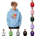 thumbnail image 1 of Tanghaowl Kids Sweatshirts Boys Girls Graphic Print Hooded Sweatshirt Kids Pullover Casual Jacket with Pocket for Children Youth Light Blue 7-8 Years, 1 of 4