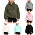 thumbnail image 1 of Tanghaowl Kids Sweatshirts Girls Sweatshirts Puppies Cats Shoulder Straps Pockets Long Sleeve Hooded Sweatshirts with Adorable Pet Graphics Army Green 13-14 Years, 1 of 7
