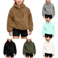thumbnail image 1 of Tanghaowl Kids Sweatshirts Girls Sweatshirts Puppies Cats Shoulder Straps Pockets Long Sleeve Hooded Sweatshirts with Adorable Pet Graphics Khaki 9-10 Years, 1 of 7
