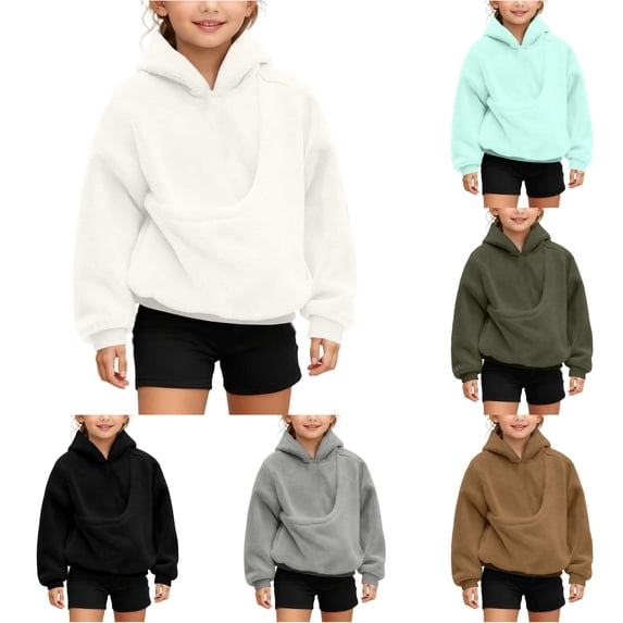 Tanghaowl Kids Sweatshirts Girls Sweatshirts Puppies Cats Shoulder Straps Pockets Long Sleeve Hooded Sweatshirts with Adorable Pet Graphics White 7-8 Years