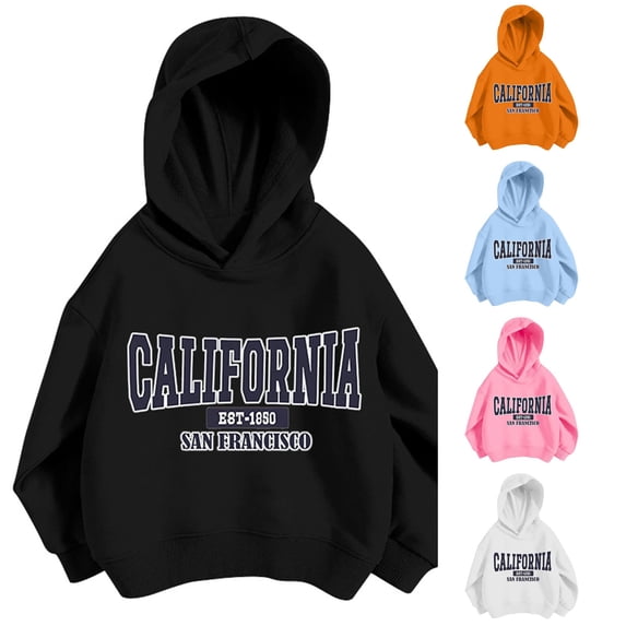 Tanghaowl Kids Sweatshirts Kids Girls Sports Shirt Boy Girl Casual Personality Hoodie Pullover Hooded with No Pocket Tops for Active Kids Black 7-8 Years