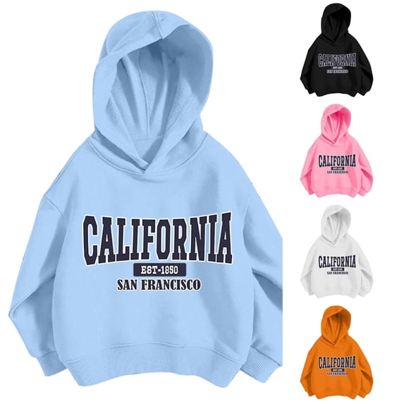 Tanghaowl Kids Sweatshirts Kids Girls Sports Shirt Boy Girl Casual Personality Hoodie Pullover Hooded with No Pocket Tops for Active Kids Blue 8-9 Years
