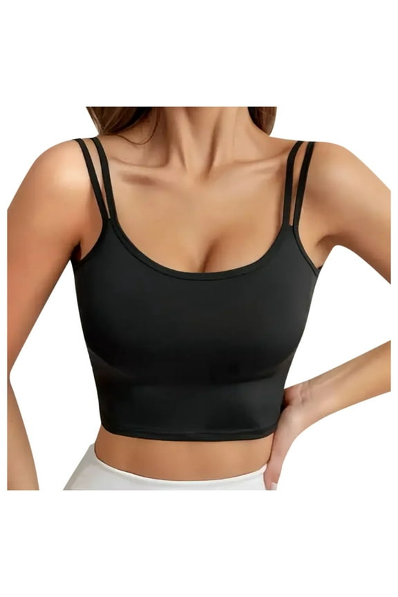 Men's Solid Color Round Neck Sleeveless Strap Slim Fit Tank Top Padded Sports Bras Pack