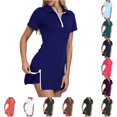 thumbnail image 1 of Tanghaowl Short Sets for Women, Women's Comfortable Slim Fit Short Set for Daily Wear featuring Soft Stretch Zipper Short Sleeve Sports Style Dark Blue M, 1 of 3