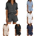 thumbnail image 1 of Tanghaowl Short Sets for Women, Women's Shorts Set 2 Piece Summer Short Sleeve Shirt and Shorts Beach Outfit Lightweight - Design Casual Daily Fashion Grey S, 1 of 4