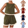 thumbnail image 1 of Tanghaowl Short Sets for Women, Women's 2 Piece Beach Outfits Casual Cropped Tank Top High Waist Shorts Set Tracksuit Green S, 1 of 7