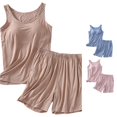 thumbnail image 1 of Tanghaowl Short Sets for Women, Women's Shorts Suit Pajamas Two Piece Loungewear Casual Tank Top Sleepwear PJ Set With Built In Bra Khaki L, 1 of 4