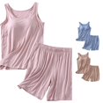 thumbnail image 1 of Tanghaowl Short Sets for Women, Women's Shorts Suit Pajamas Two Piece Loungewear Casual Tank Top Sleepwear PJ Set With Built In Bra Pink XL, 1 of 5