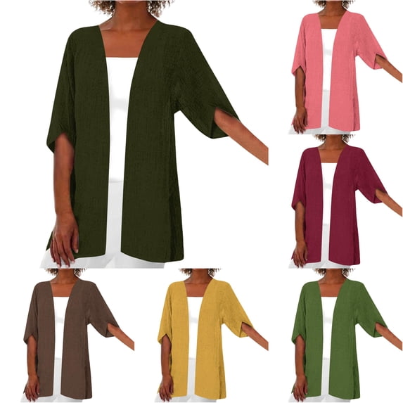 Tanghaowl Summer Cardigan Women's Lightweight Cardigan for Daily Wear Open Front Knit Sweater Casual Cardigan with Soft Comfort for Spring and Fall Green2 L