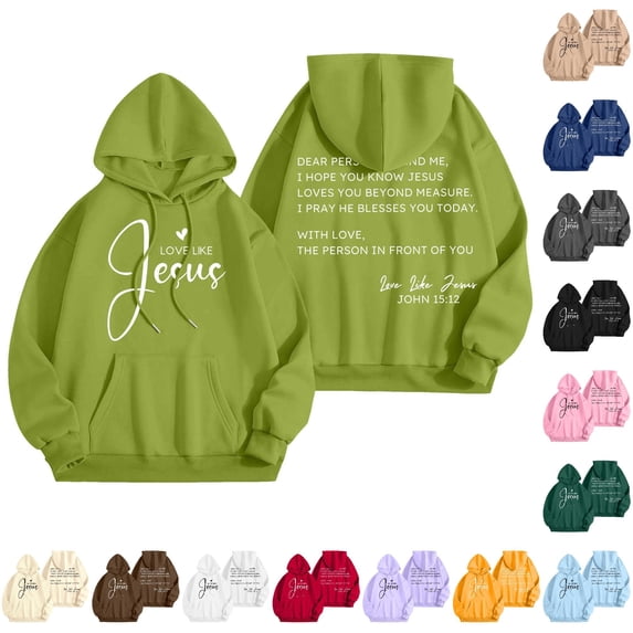 Tanghaowl Sweatshirts for Women Loose Fit Word Graphic Vintage Hoodie Trendy Preppy Clothes Long Sleeve Sweatshirt Tops Green XXL