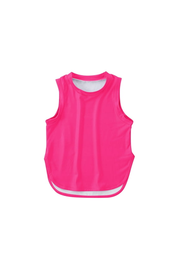 T Shirts for Girls Kids Girls Summer Athletic Solid Color Tank Tops Split Curved Hem Sleeveless Shirts For Gym Yoga Running Toddler Girl Undershirt