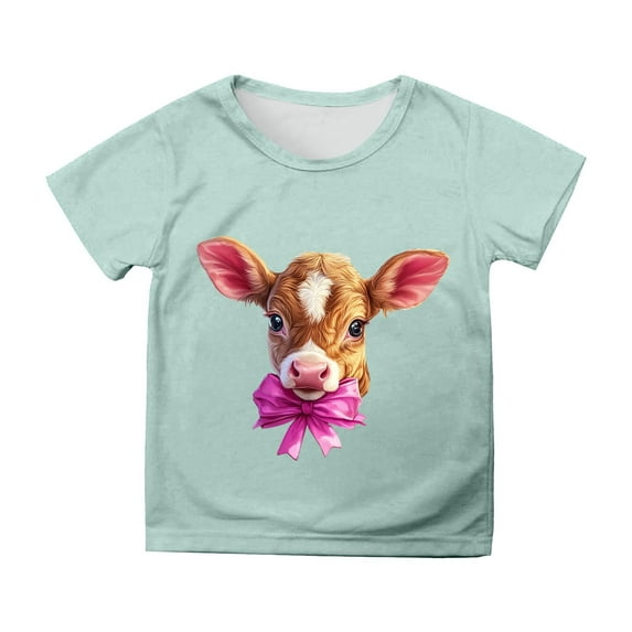 Tanghaowl T Shirts for Girls Easter Girls Short Sleeve Printed T Shirt Top Casual Shirt Girls Dress Shirt