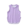 thumbnail image 1 of Tanghaowl T Shirts for Girls Kids Girls Summer Athletic Solid Color Tank Tops Split Curved Hem Sleeveless Shirts For Gym Yoga Running 2t Kitty Shirt, 1 of 5