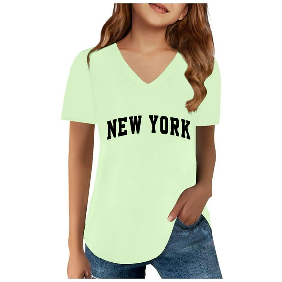 Tanghaowl T Shirts for Girls Shirts For Teen Kids Girls Child Short Sleeve Prints T Shirt Trendy Girls Fans Tops Overall Outfits for Toddler Girls