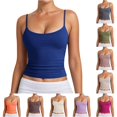 thumbnail image 1 of Tanghaowl Tank Tops for Women, Women's Tank Top with Adjustable Spaghetti Straps and Ribbed Knit Sleeveless Design for Casual Wear and Layering Blue XXL, 1 of 6