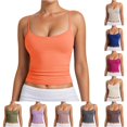 thumbnail image 1 of Tanghaowl Tank Tops for Women, Women's Tank Top with Adjustable Spaghetti Straps and Ribbed Knit Sleeveless Design for Casual Wear and Layering Orange XXL, 1 of 6